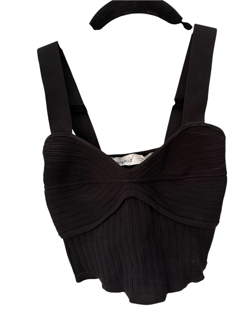 Bershka Black Ribbed Bustier Cami XS - Picture 2 of 4
